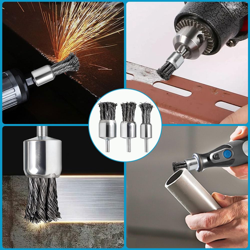 12Pièces Brosse Métallique Torsadée Acier pour Ébavurage Nettoyage