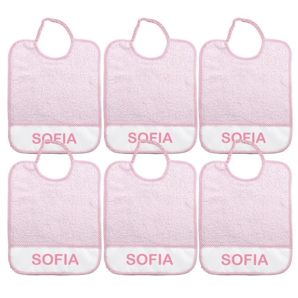 Bavaglini personalizzati con nome misura maxi 29x36 cm spugna 100% cotone made in Italy