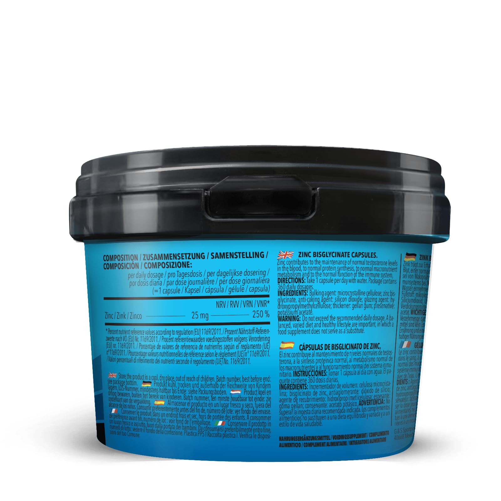Bodylab24 BIG PACK Zinc Bisglycinate 360 Kapseln, mit 25mg Zink pro Kapsel, hohe Bioverfügbarkeit, GMO-frei hergestellt, zur Unterstützung der normalen Proteinsynthese und Funktion des Immunsystems