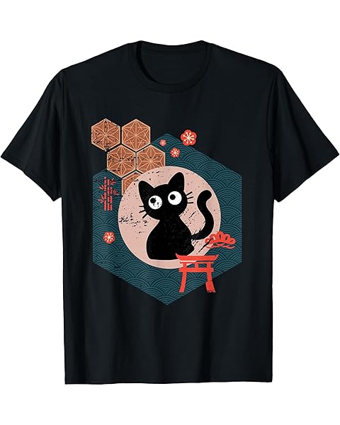 Black Cat Lover japanese kitten anime tokyo otaku lifestyle T-Shirt
