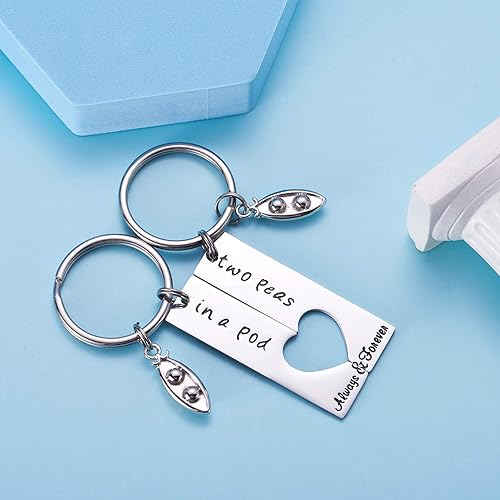 Miniatura 3 de LParkin Two Peas In a Pod Friendship Gifts Funny Keychain Set BFF Friends Keychains Sister Gift Set of 2