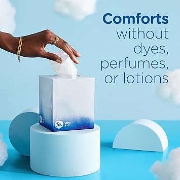 Puffs Facial Tissue Ultra Soft Non-Lotion, 8 Rectangle Boxes, 124 Facial Tissues per Box, Allergies and Colds (Packaging May Vary)