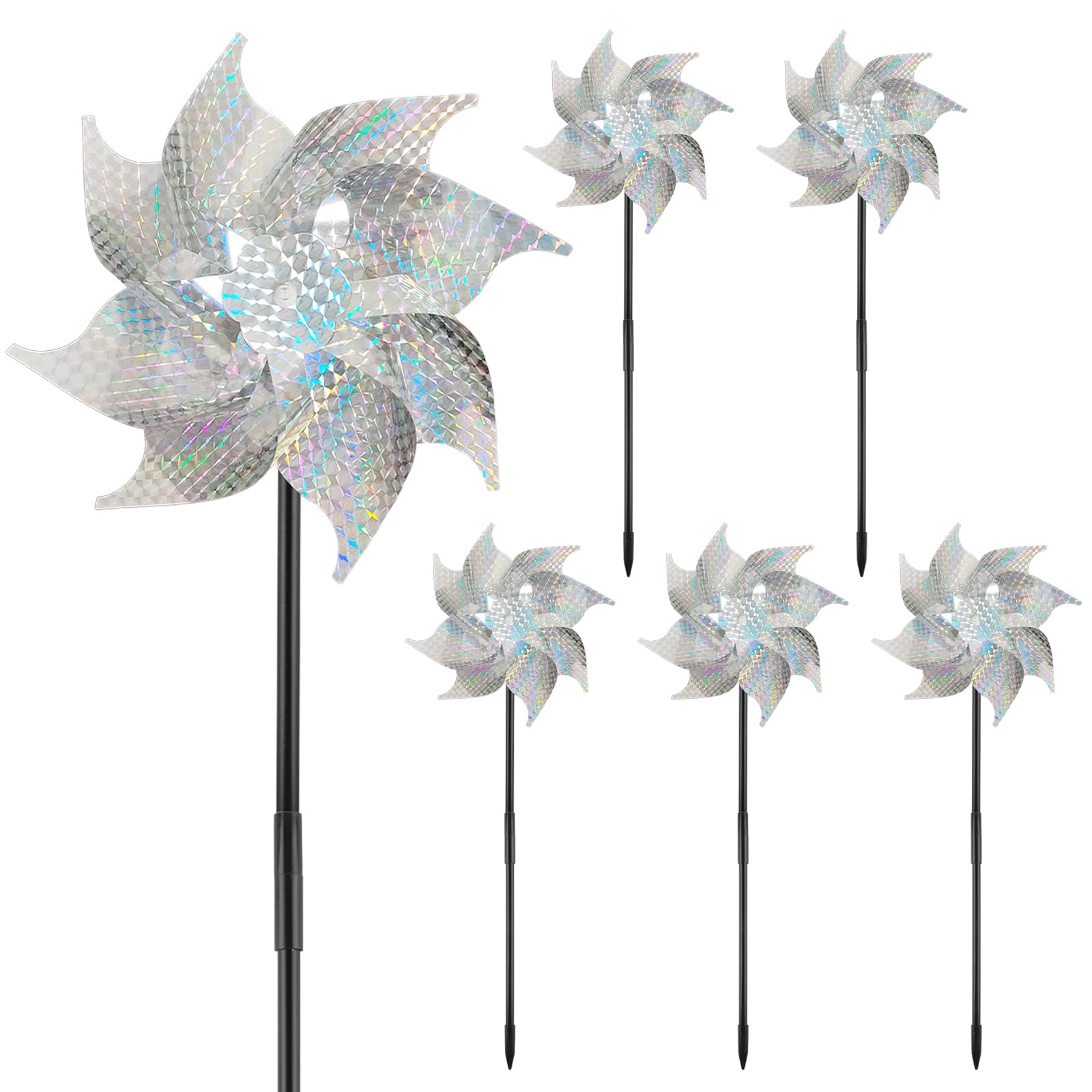 6 Pezzi Girandola a Vento Riflettente, Repellente per Uccelli Girandole, Girandole Uccelli per Balcone, Mulino a Vento Riflettente per Frutteto, Giardino, Cortile, Terreno Agricolo