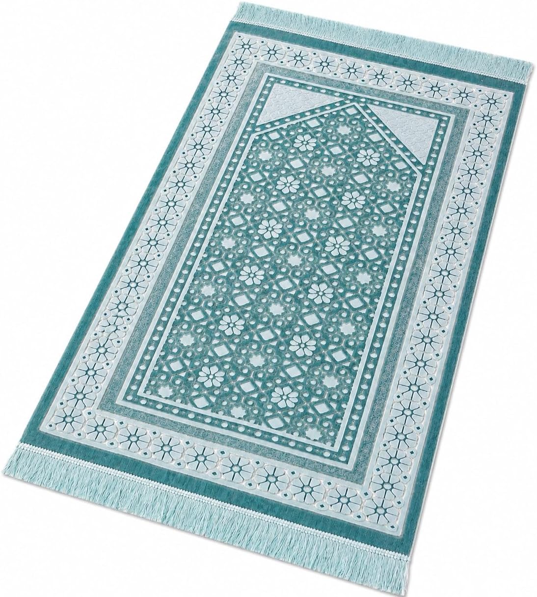 ihvan online, Soft Plush Lux Velvet Muslim Prayer Rug | Thick Janamaz | Sajadah | Soft Islamic Prayer Rug | Islamic Gifts | Prayer Carpet Mat, Elegant, Color: Blue