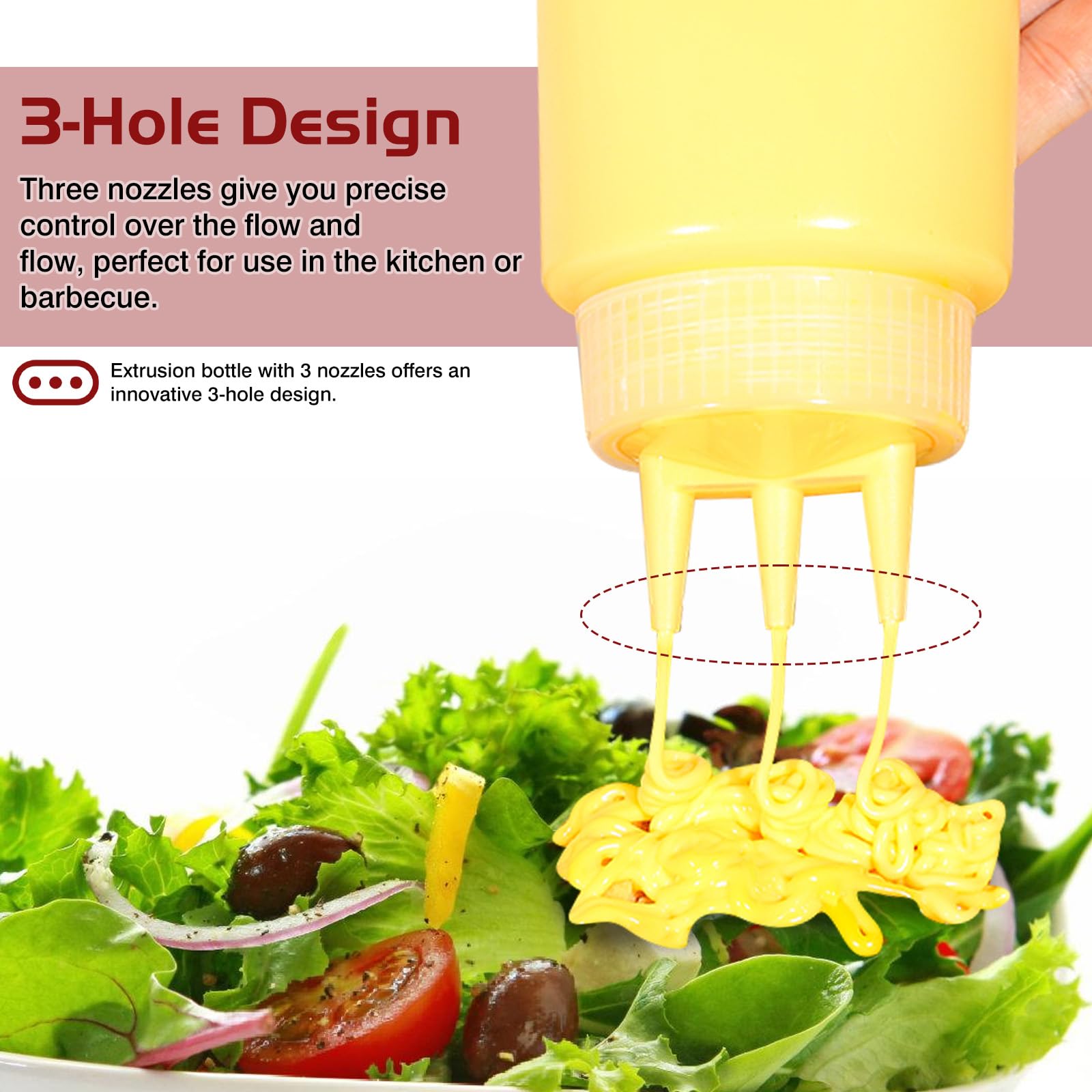 Bottiglia a Squeez 3 Ugelli 4 Pezzi 1000ml Bottiglie per Salse con Etichetta e Penna Scrivente, Bottiglie a Squeez per Salse, Spezie, Ketchup, Sciroppo, BBQ, Salse, Senape, Insalata