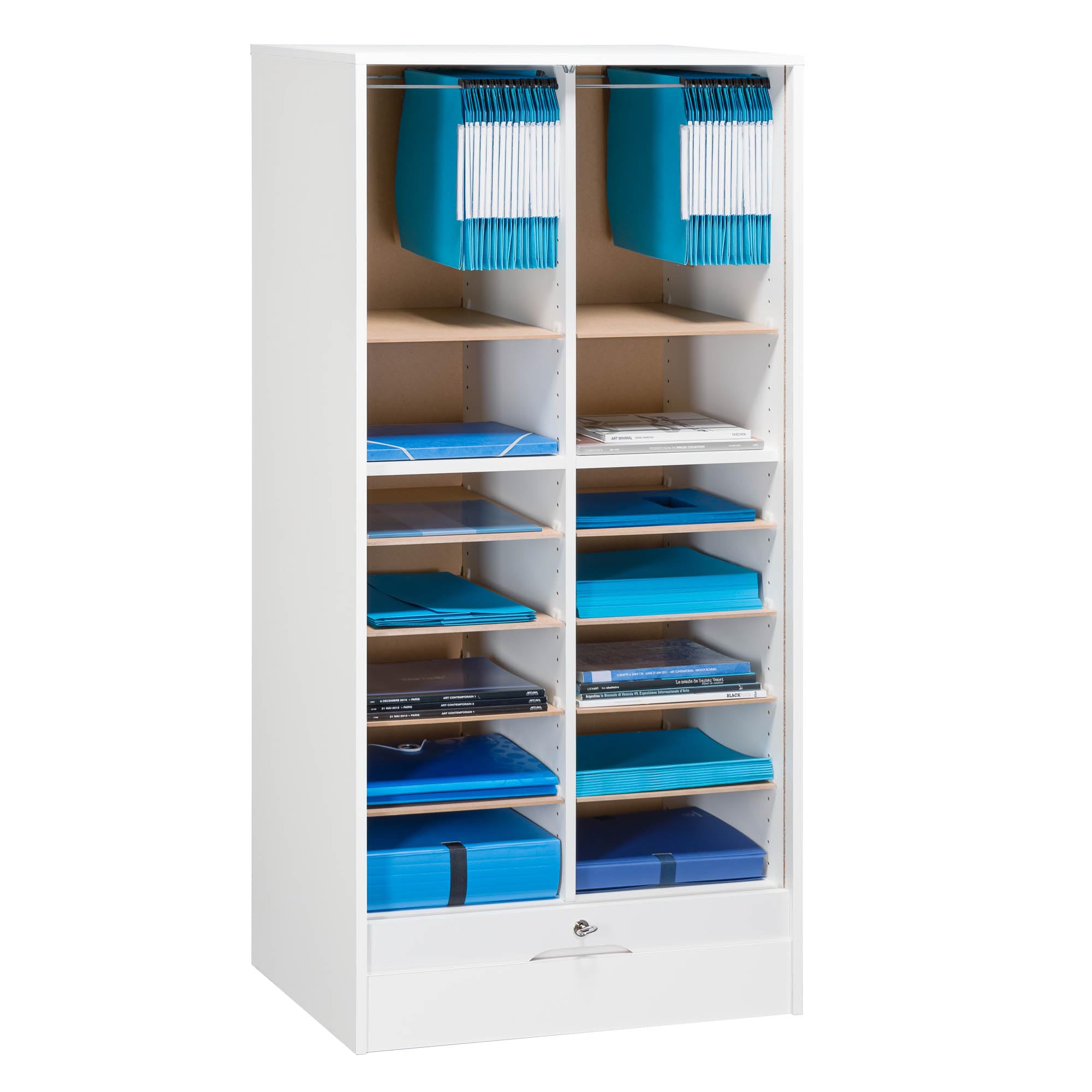 Générique Classeur à Rideau Double Bois H 140 cm (Blanc)