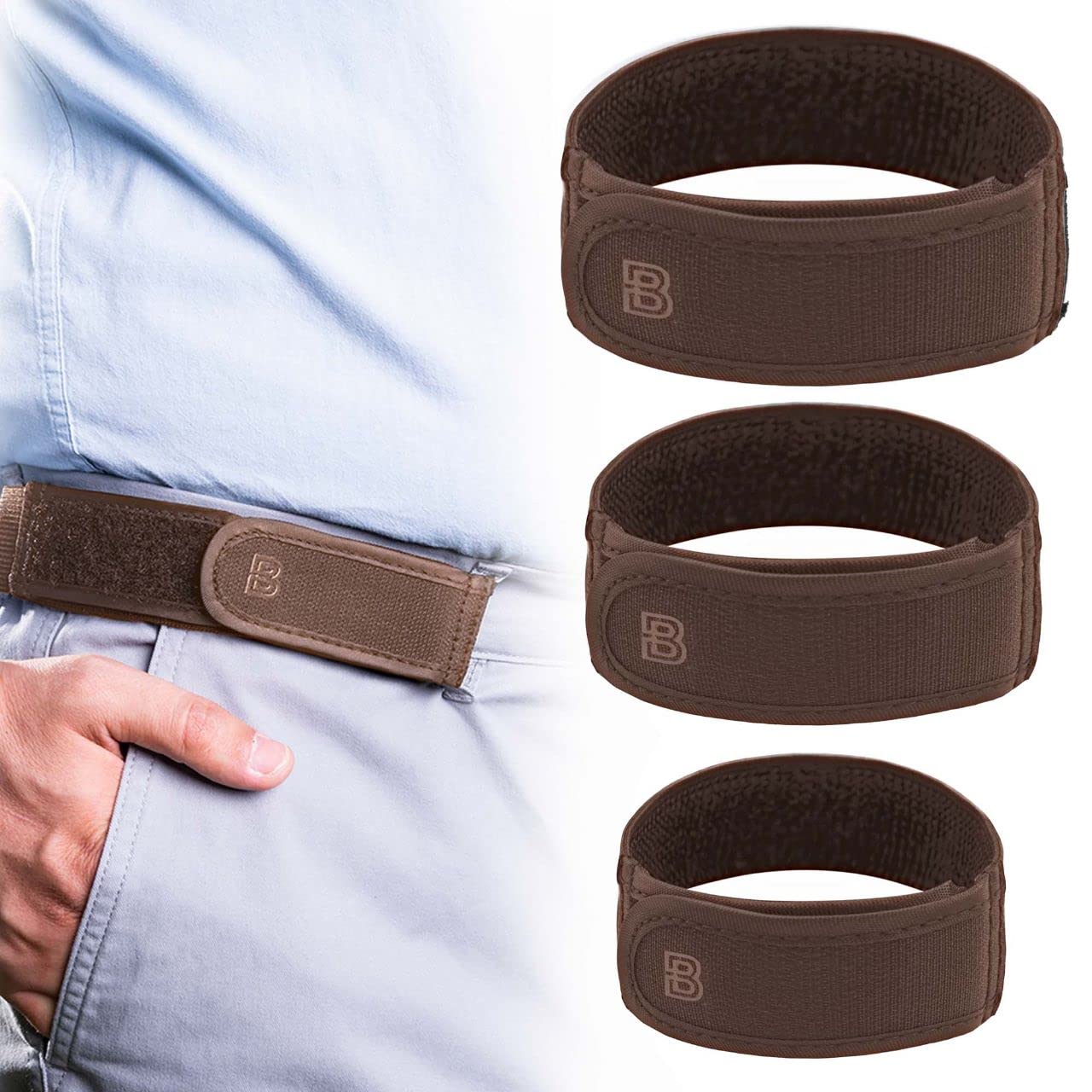 BeltBro Titan MultiPack No Buckle Elastic Belt For Men — Include 1 Small, 1 Medium, 1 Large Belts — Fits 1.5 Inch Belt Loops