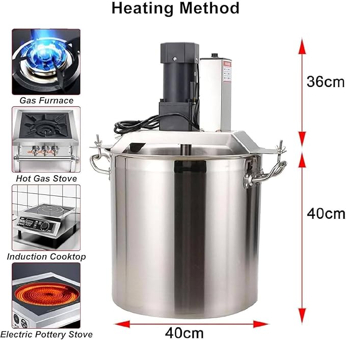Olla Mezcladora Eléctrica 40L, 180W, Acero Inoxidable, para Salsas y Guisos miniatura 2