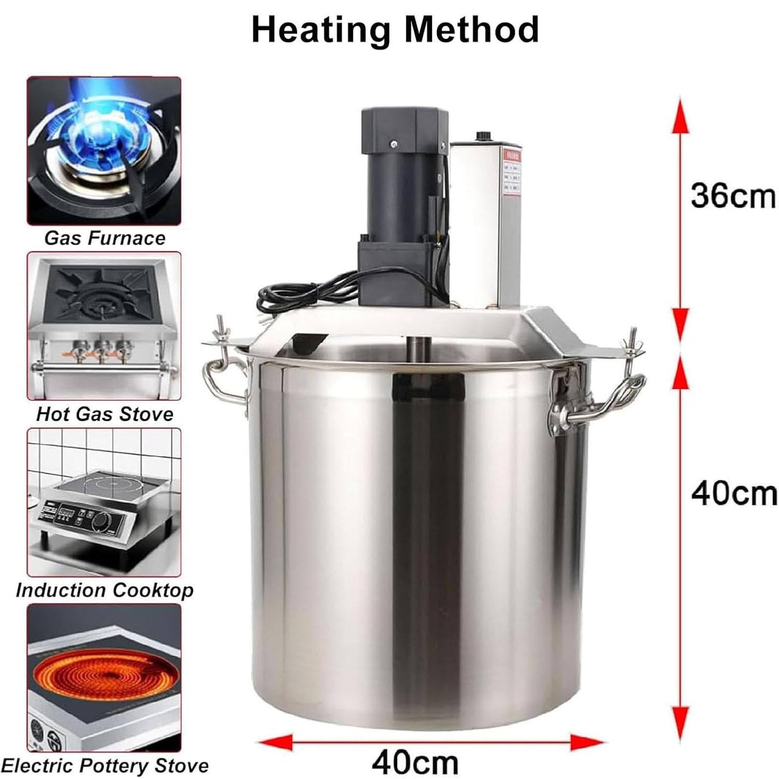 Mezclador de alimentos comercial con olla de acero inoxidable, agitador eléctrico de 180 W para cocinar en restaurantes y fábricas de alimentos