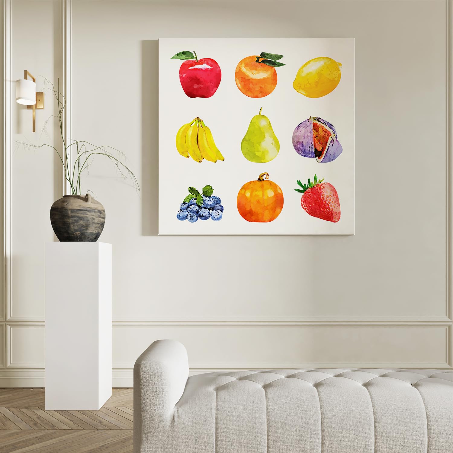 Artaza Cuadros Decoración Salón Modernos Frutas - 90x90 cm - Grande - Cuadros Decorativos Cocina - Decoración Pared Hogar - Lienzos Acuarela Cocina