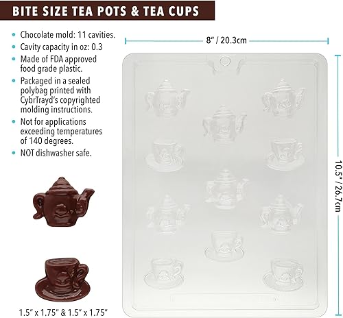 Miniatura 3 de cybrtrayd D100Bite Tamaño Té Pots & Tazas Chocolate Candy Mold con la exclusiva cybrtrayd derechos de autor Chocolate moldeado instrucciones,