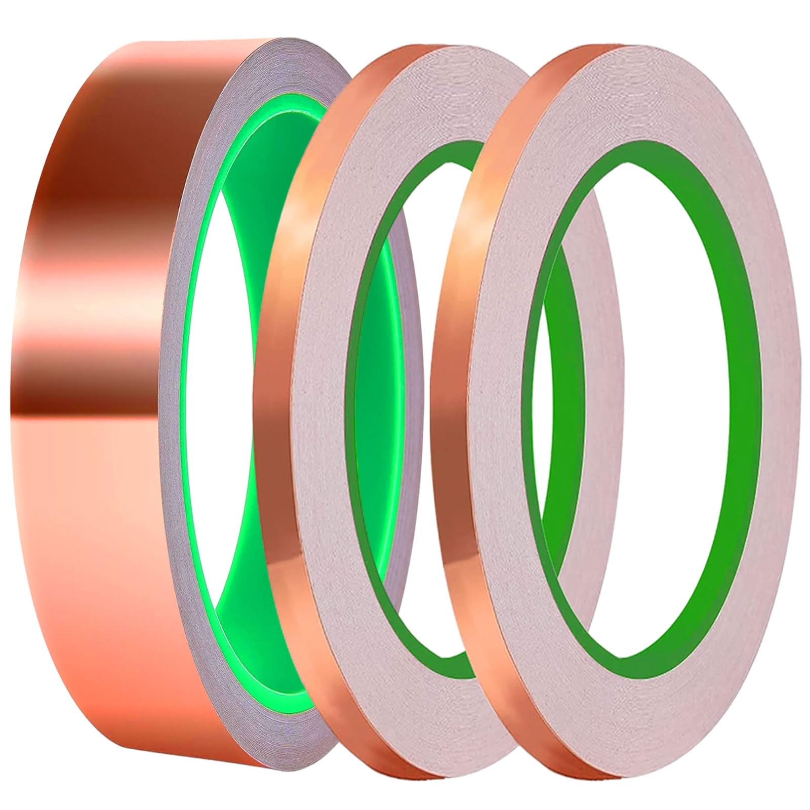 COYOUCO Copper Foil Tape, Copper Tape 3Pcs (1Inch 1/4Inch 1/4Inch X 82 FT) Copper Foil with Conductive Adhesive for Guitar, EMI Shielding, Crafts, Electrical Repairs and Grounding