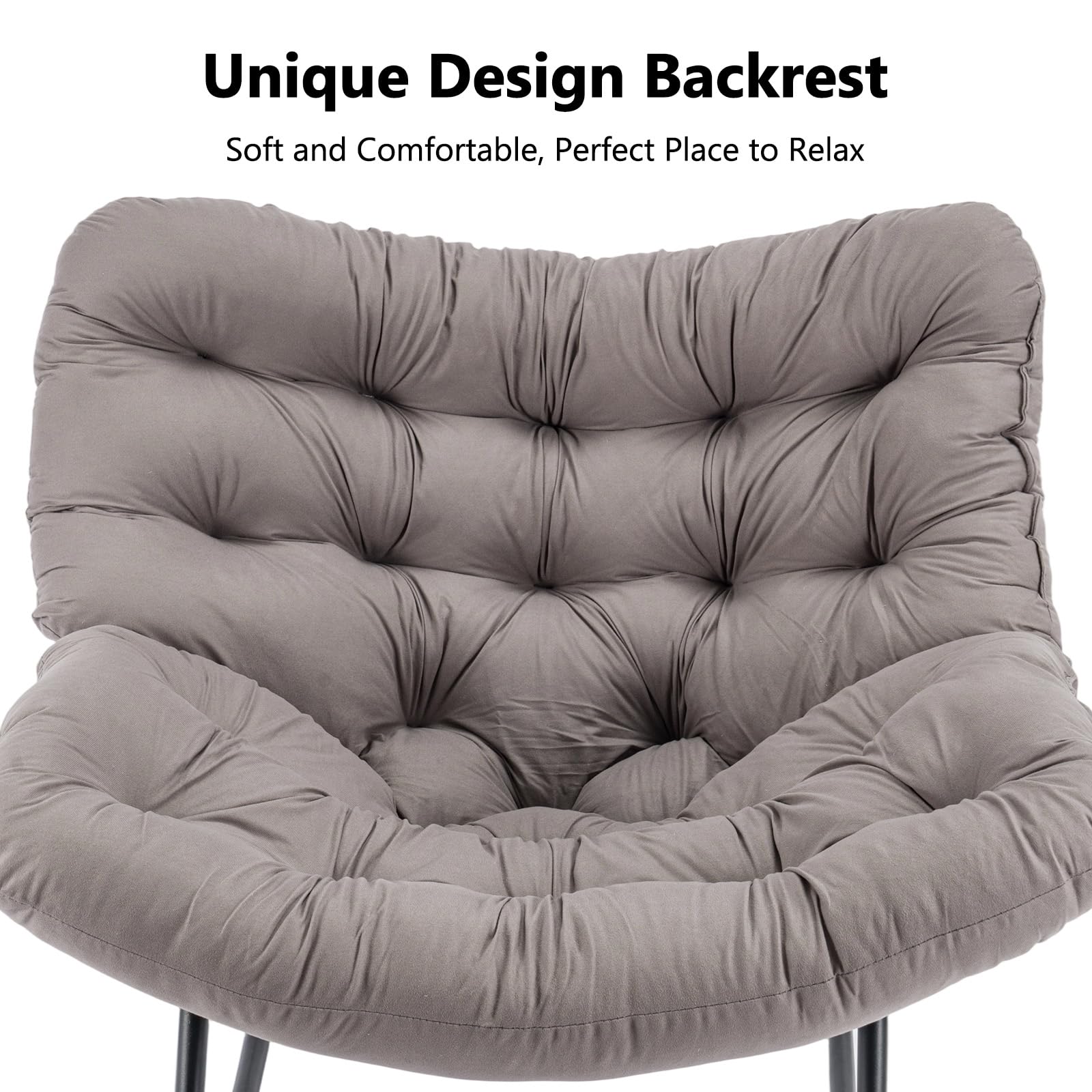 Übergroßer Schaukelstuhl mit Extra Dickem Sitzkissen – Breiter Schaukelsessel mit Ergonomischer Wippfunktion, Bequemer Loungesessel für Innen & Außen, Wohnzimmer, Terrasse (Dunkel Grau)