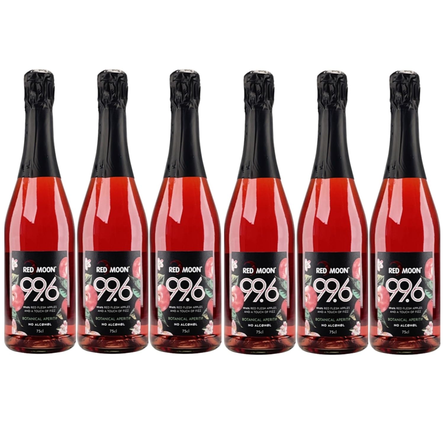 6x 0,75l - Red Moon Sparkling - Premium - alkoholfreies Erfrischungsgetränk aus 100% rotem Red Moon-Apfelsaft - mit Kohlensäure versetzt
