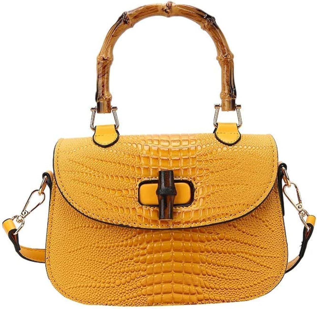 Women Handbag artificial leather Bamboo Top handle Crossbody bag Elegant Purse Evening bag Gift for Women Handmade