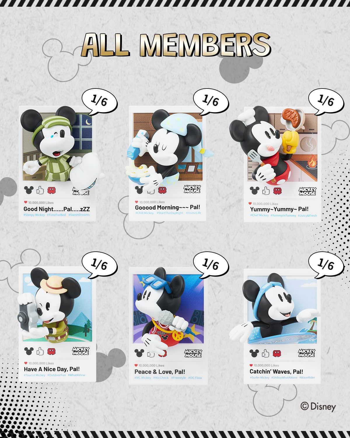 MINISO Disney Mickey Mouse Blind Box Fun in Life Series 3D Magnetic Vinyl Cute Mystery Animal Toy, Collectible Surprise Gift Figure Model Random Design for Home Decor Birthday Gifts, Single Box