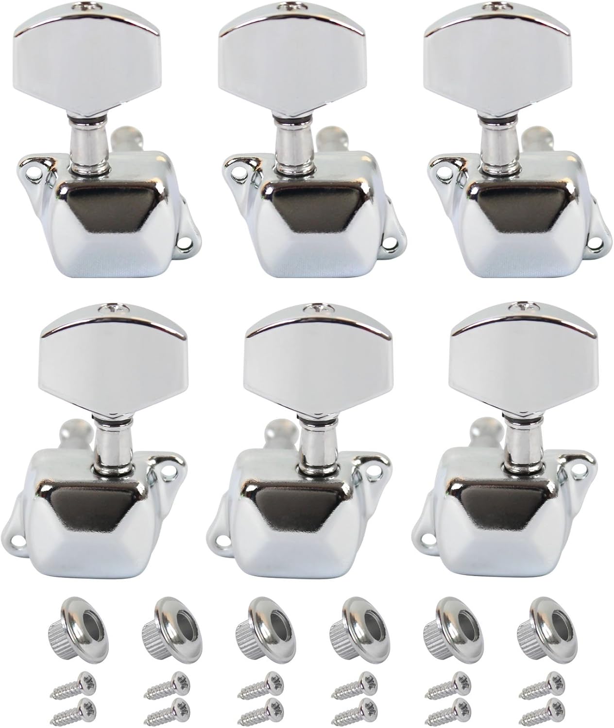 YMC Chrome-Tuning-Peg-Round220-3L3R 6 Pieces 3L3R Semiclosed Guitar Tuning Pegs Tuners Machine Heads : Musical Instruments