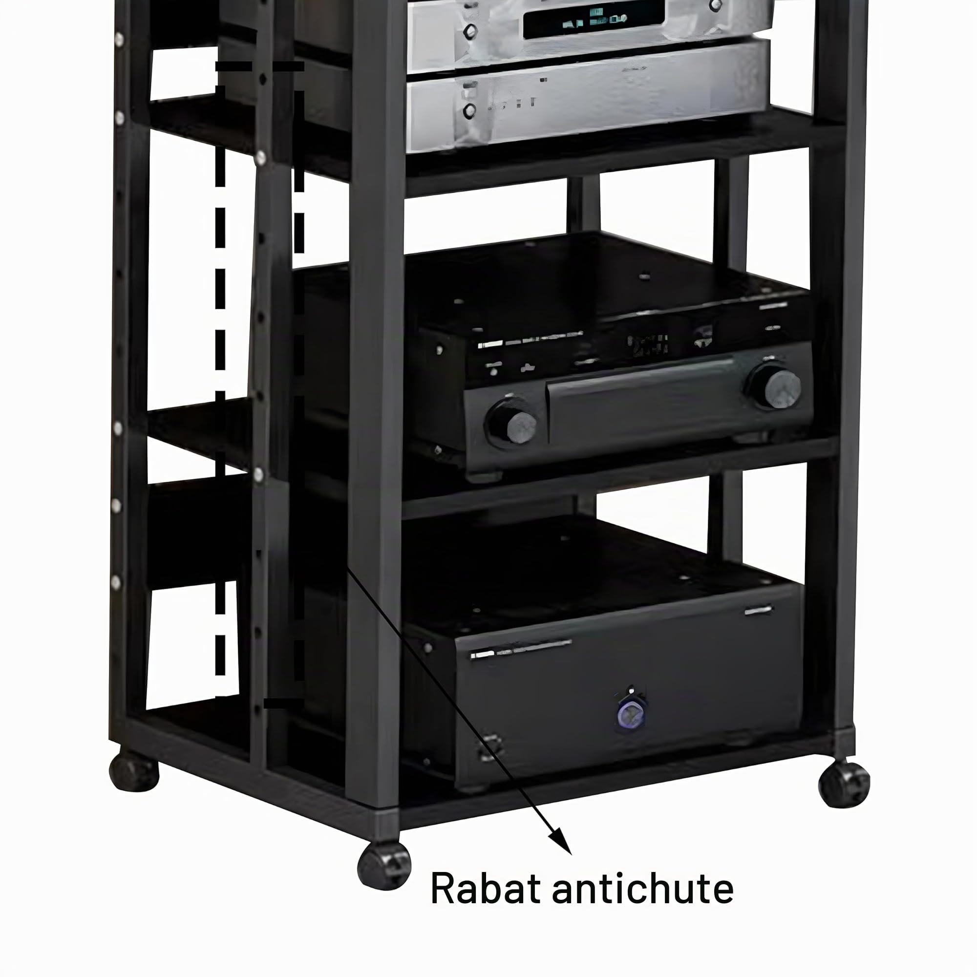 Meuble Chaine Hifi Multimédia 5 Niveaux, Support AV Mobile, Étagère pour Console Tourne-disque