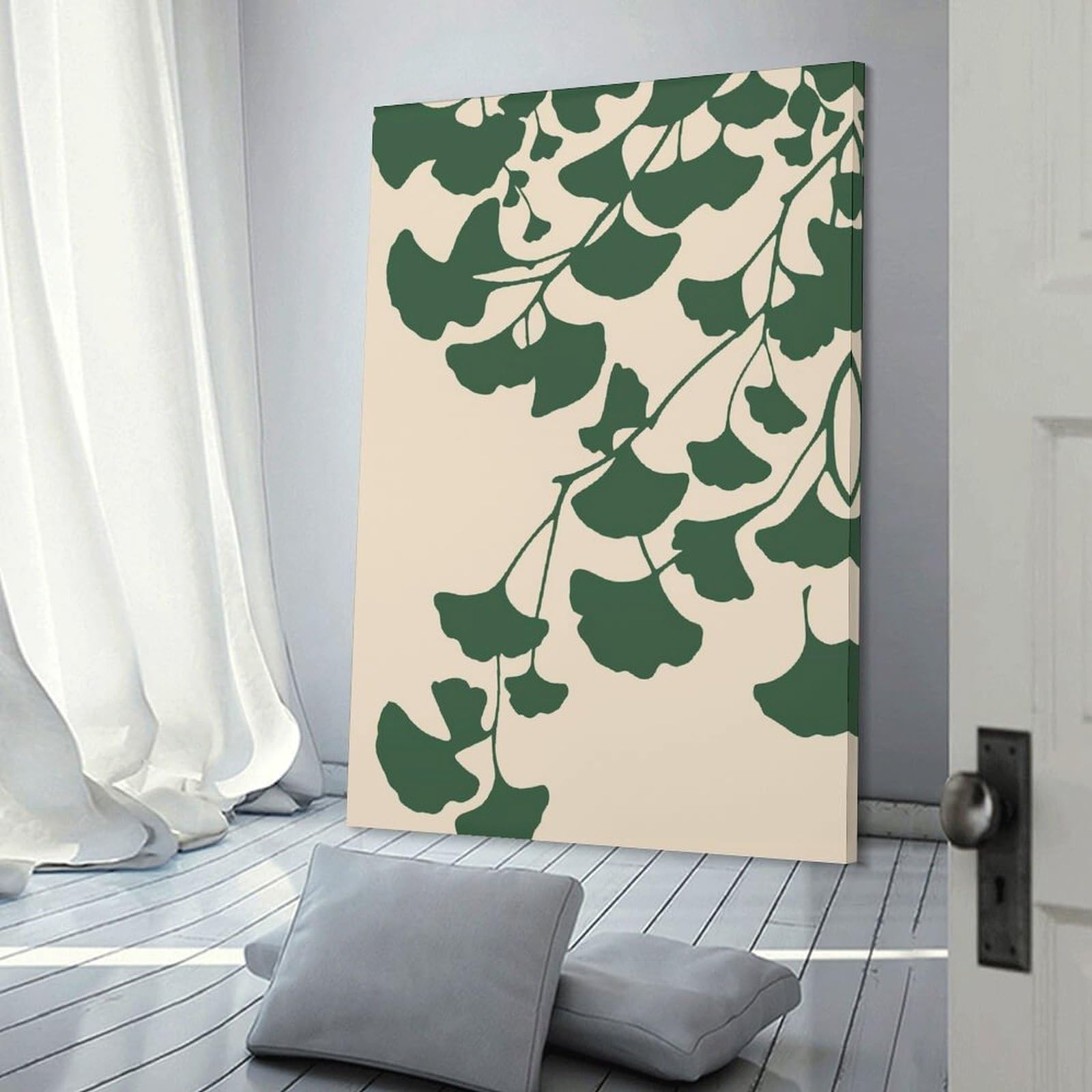 Junmoney Hanging Wall Art Ginkgo Leaves Pattern, 12x18inch(30x45cm), for Contemporary Homes, Apartments Or Offices, Stylish Wall Art for Fresh Spaces