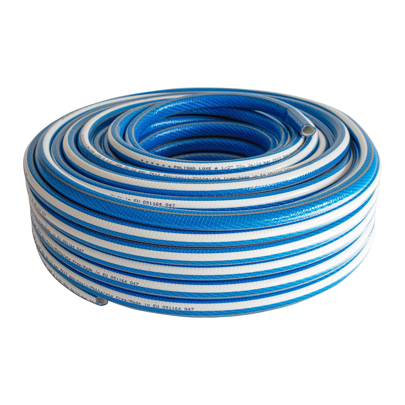 PALISAD LUXE Wąż Ogrodowy 50 M, 1/2" (12,5 Mm), 6-Warstwowy, Niebieski – Bez Ftalatów, Do Wody Pitnej, Ciśnienie 12 Bar, Wzmocnienie Tekstylne, Odporny Na Mróz I UV