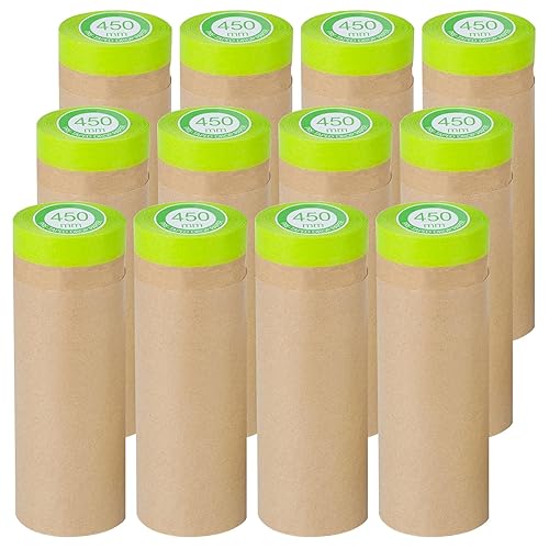 Miniatura 8 de Papel de enmascarar precintado para pintar, 18 pulgadas x 50 pies, cinta y papel para pintores, rollo de papel protector adhesivo de pintura para