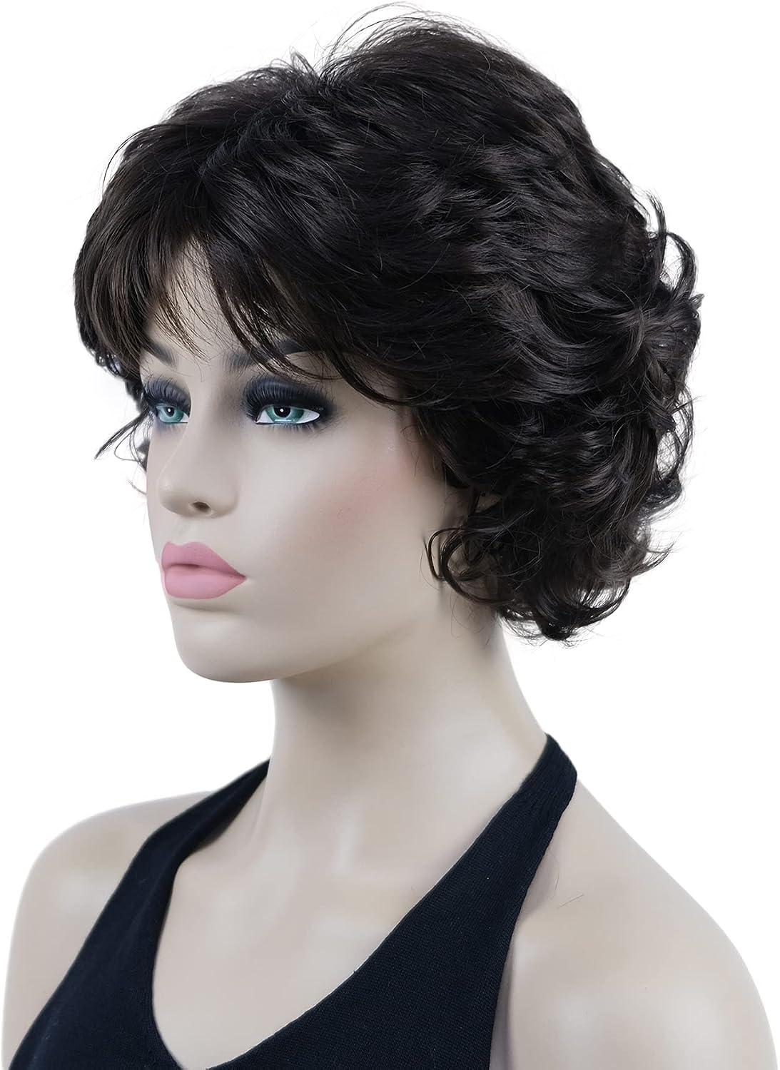 Lydell 8" Short Curly Women Wigs Soft Shaggy Layered Classic Cap Full Synthetic Wigs (Chestnut Brown) - Image 4