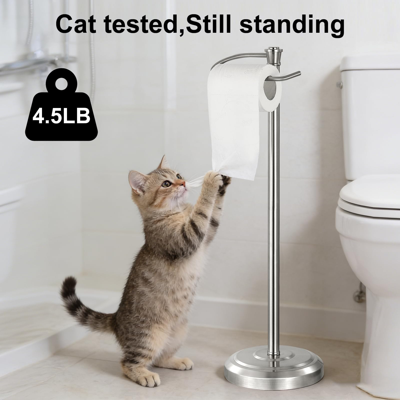 Brushed Nickel Toilet Paper Holder Free Standing，Stainless Steel — Amazon image 3