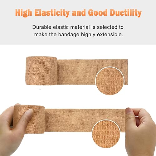 Miniatura 8 de OK TAPE Vendajes cohesivos autoadherentes  12 paquetes, 2 pulgadas x 5 yardas, vendaje autoadhesivo no tejido para pulgar, dedo, muñeca, tobillo,