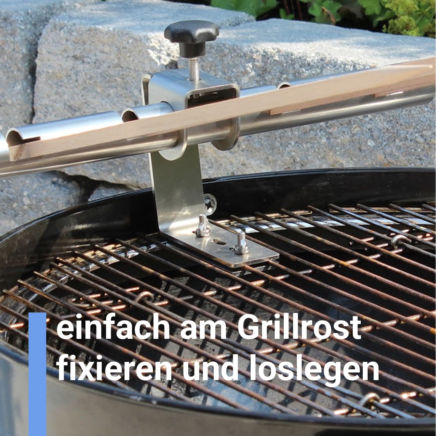 Steckerlfisch Halter 4 Buchenholzspieße für Gas- & Kohlegrill