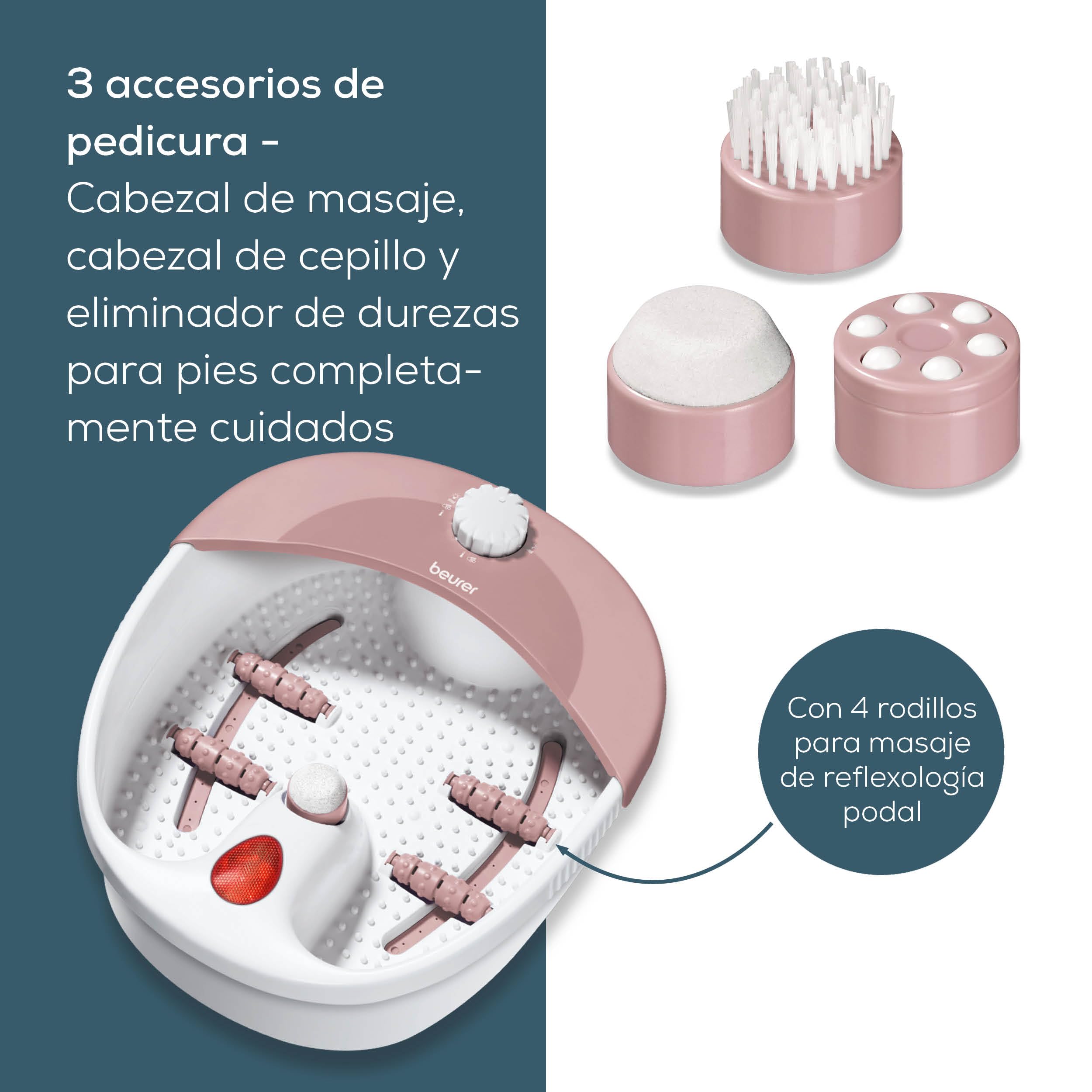 Beurer FB 20 Baño de pies con burbujas, masaje de burbujas y vibración (3 niveles), luz infrarroja, accesorios para pedicura, protección contra salpicaduras, pies de goma antideslizantes