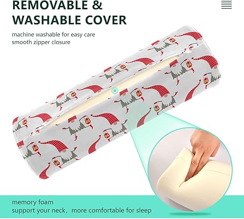 Miniatura 5 de Christmas Gnomes Lanterns Plush Bolster Pillow Cervical Neck Roll Pillow Cover Round Pillow for Back Cylinder Body Pillow Lumbar Support