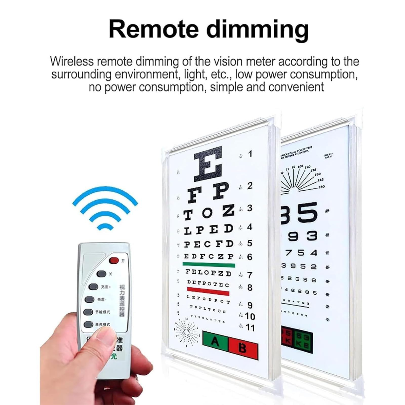 Tavolo Luminoso a LED per Esame della Vista, Ottotipi per Esami della Vista, Tacca di Riferimento Rosso/Verde, con Telecomando, Misurazione della Distanza 2,5/5 M, per Ottici E Ospedali