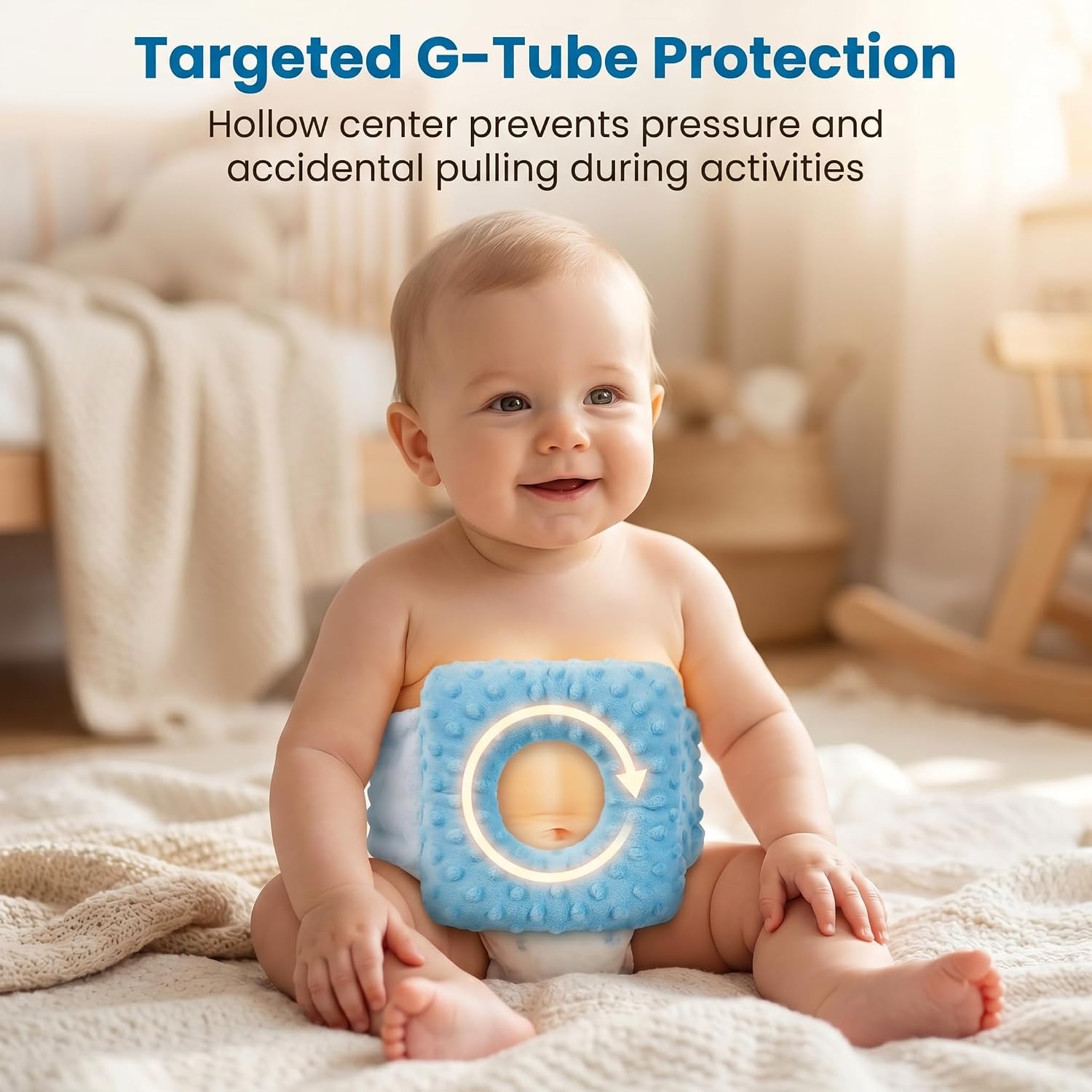 G-Tube Pad for Feeding Tube, Gastrostomy Protector for Babies, Hollow Out Design to Prevent Pressure & Friction, Soft Breathable Care Pad for Daily Site Protection, Washable