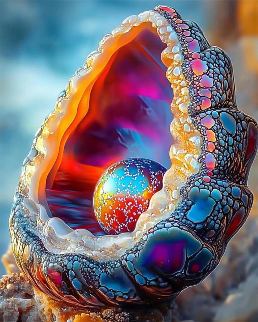 AMBATTERY DIY Beading Embroidery Kit Fantasy Colorful Seashells Bead Embroidery Kit for Adults Needlepoint Tapestry Set Beaded Stitching 40x50cm