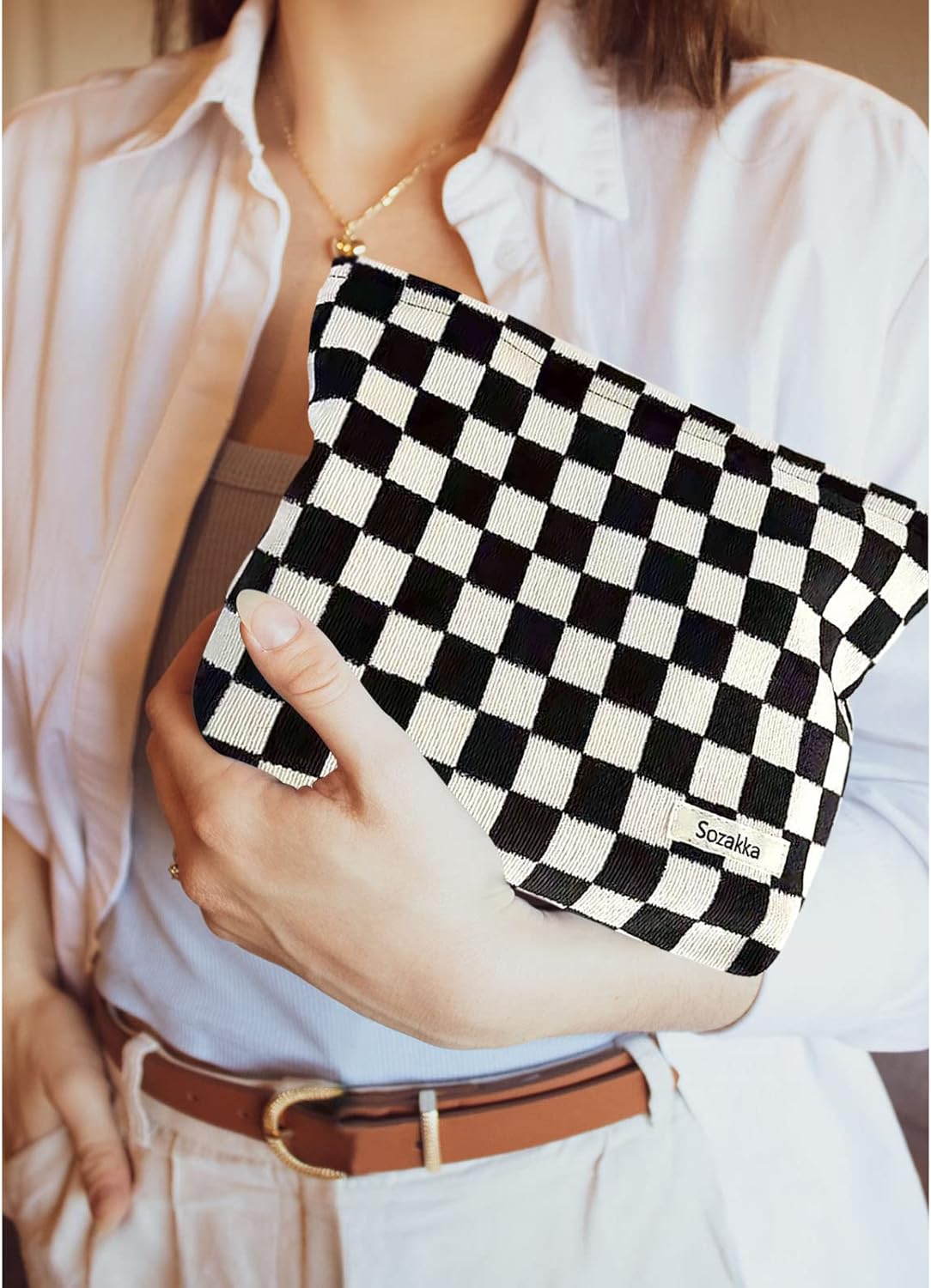 KEYRI Make up Bag Toiletry Bag Portable Travel Makeup Pouch Mini Cosmetic Bag Plaid Corduroy Zipper Pouch Cosmetic Organizer for Women and Girls Small Make up Bag (Black) 5 71vQPhuikVL. AC SL1500