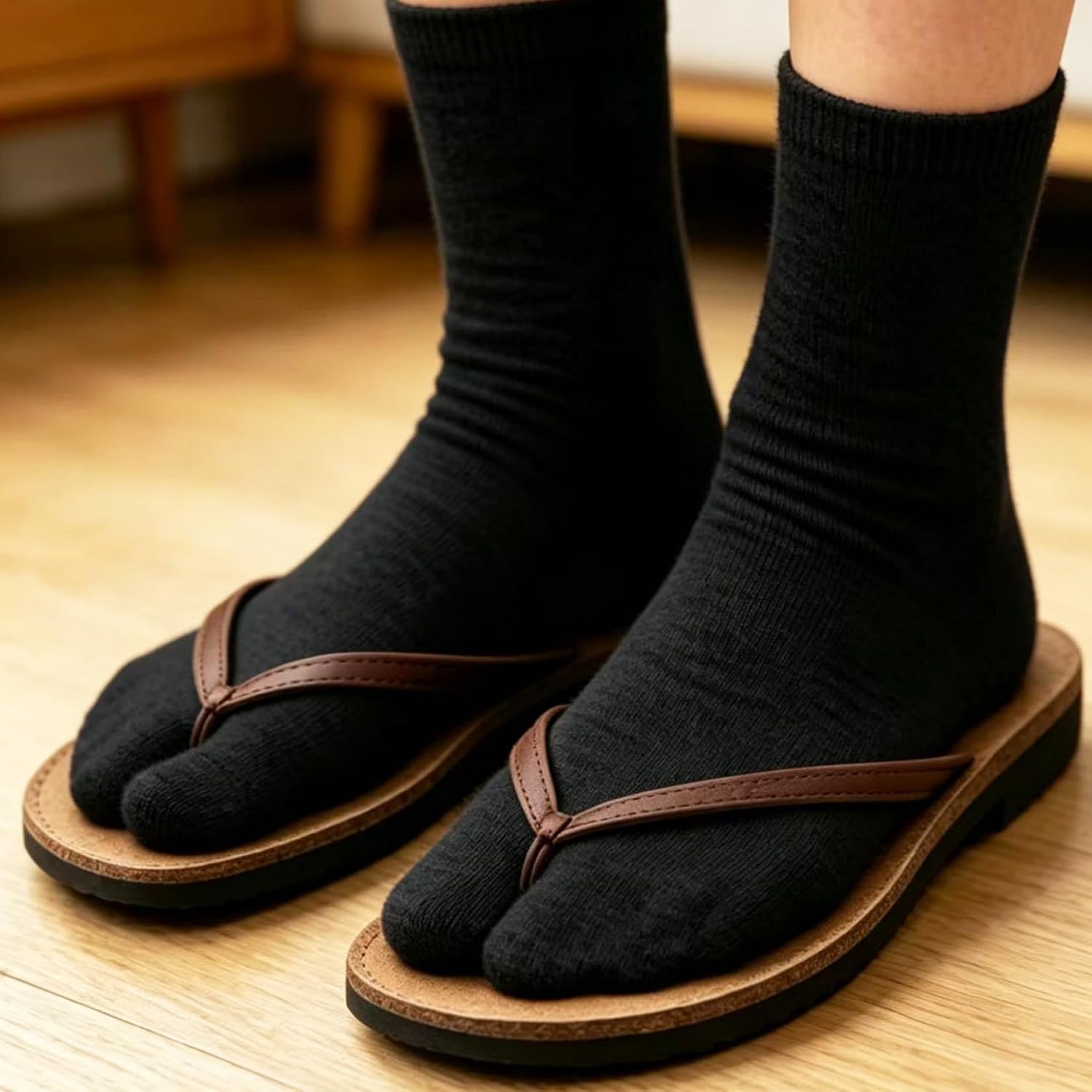 Markeny 9 Pairs Japanese Tabi Socks - Split Toe Socks for Sandals, Flip Flops, Sneakers, Cotton Blend Unisex Socks for Men & Women (Black, White, Gray)