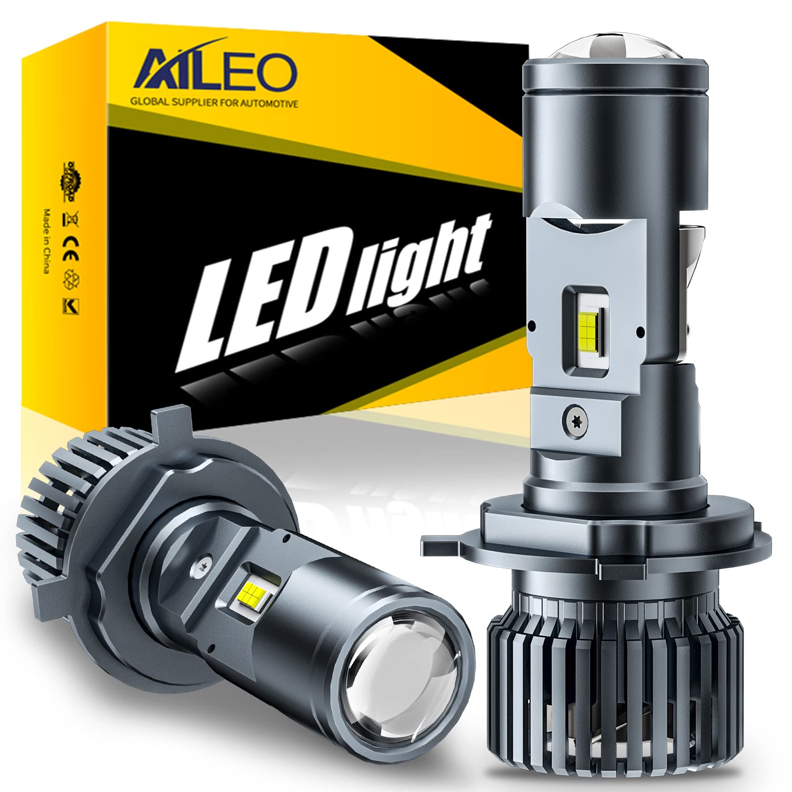 AILEO H4 LEDヘッドライトコンバーターキット、プロジェクター付きLEDヘッドライトの光散乱問題を解決、車とバイク用、110W 6500K 20000ルーメン