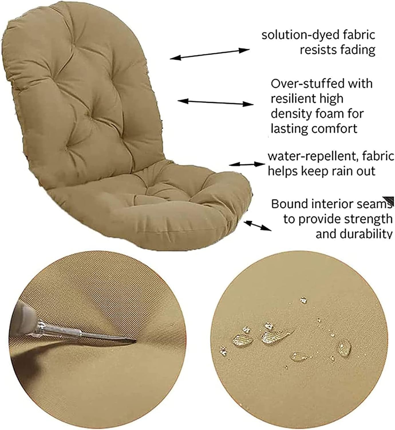 Cuscino per Sedia a Dondolo Girevole, Cuscino per Sedile in Vimini Rattan, Cuscini per Sedia a Dondolo Impermeabili e Resistenti ai Raggi UV, Decorazione della casa - A4