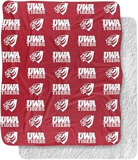 University of West Alabama Tigers Logo Pattern Silky Touch Sherpa Back Super Soft Throw Blanket,Logo Pattern