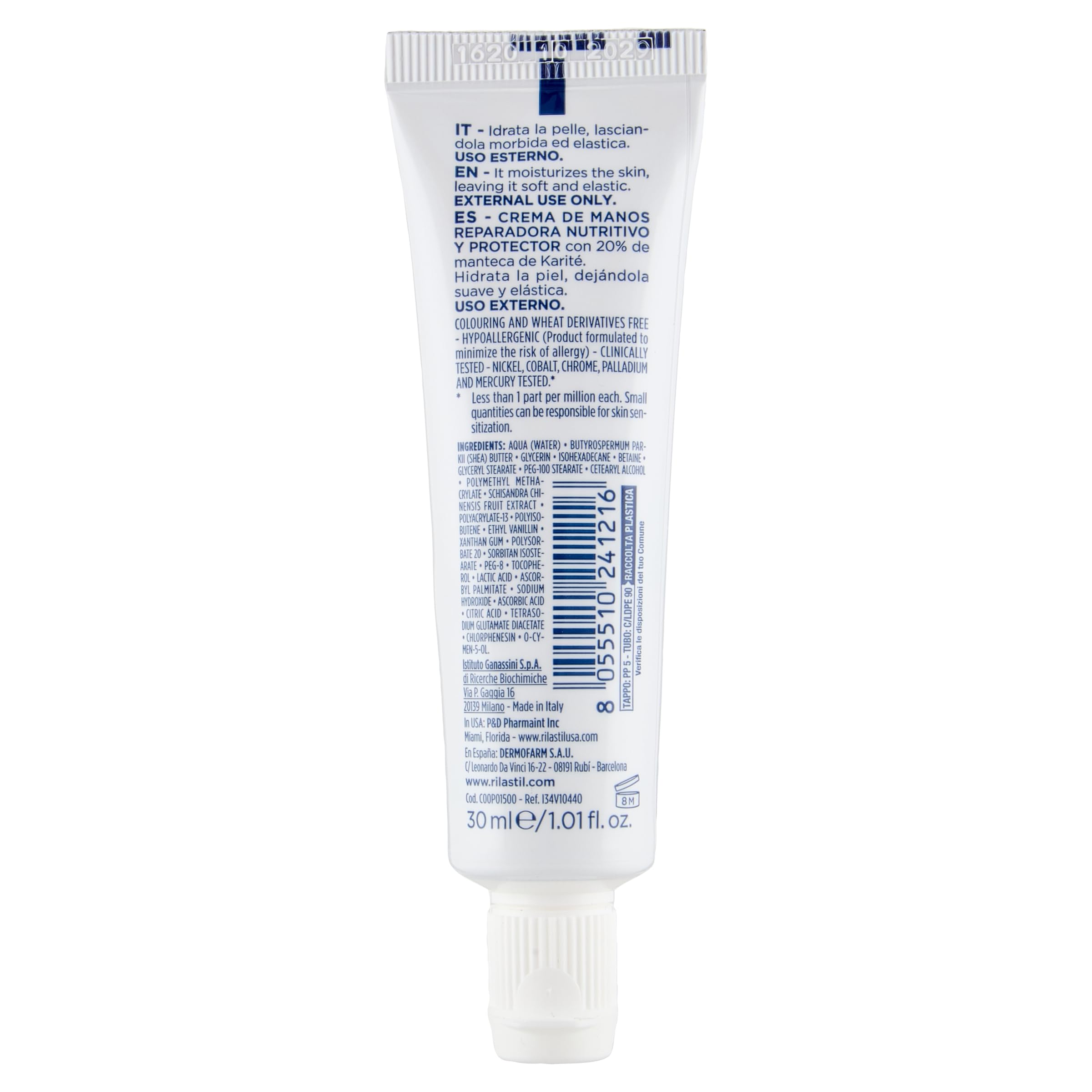 Rilastil Xerolact Crema Mani Riparatrice, Trattamento Restitutivo, Nutriente e Protettiva con Burro di Karité per Pelli Sensibili, Molto Secche, Confezione da 30ml