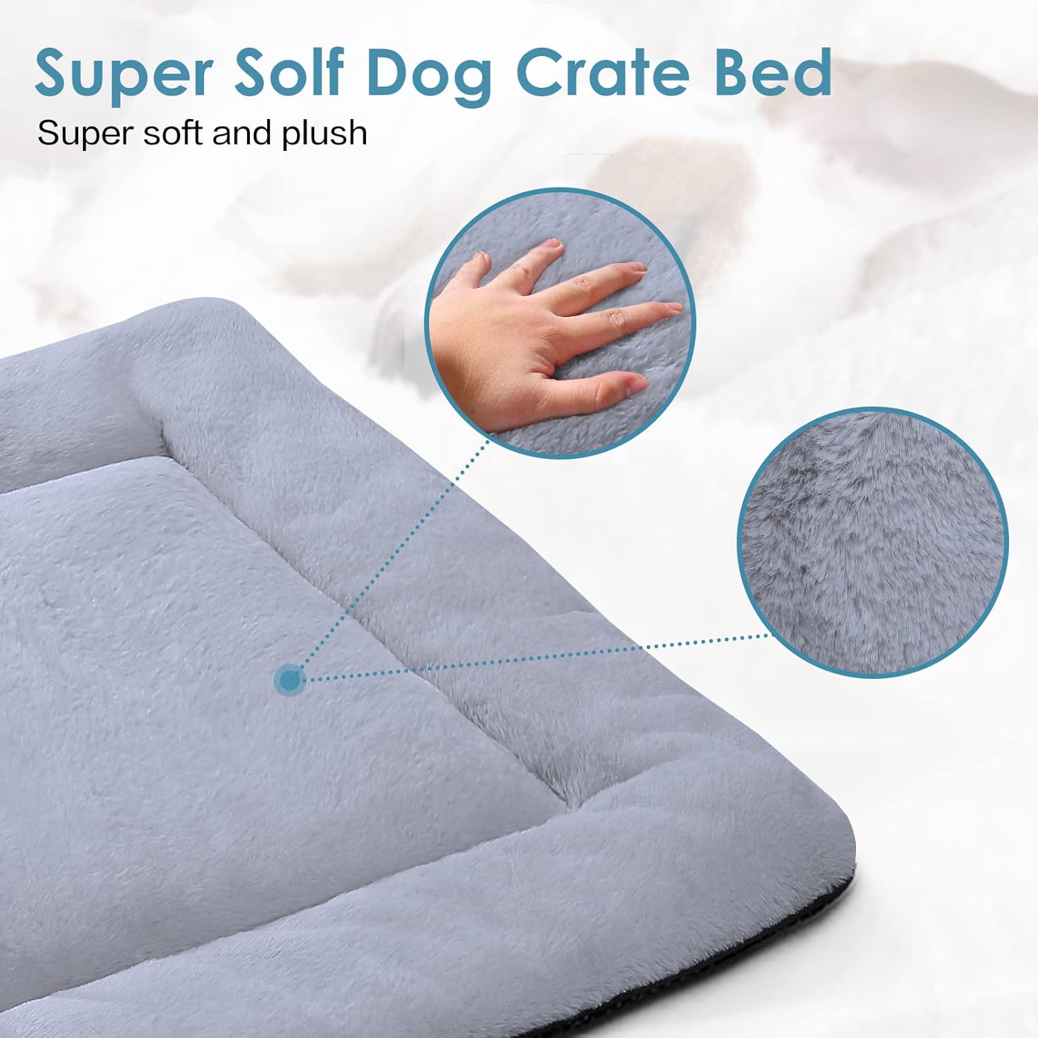 Super Soft Pets GO Fur Dog Crate Bed Super Plush for Dog Bed Mat Machine Wash & Dryer Friendly Dog Cushion for Kennel Pad, Grey, 36in : Pet Supplies