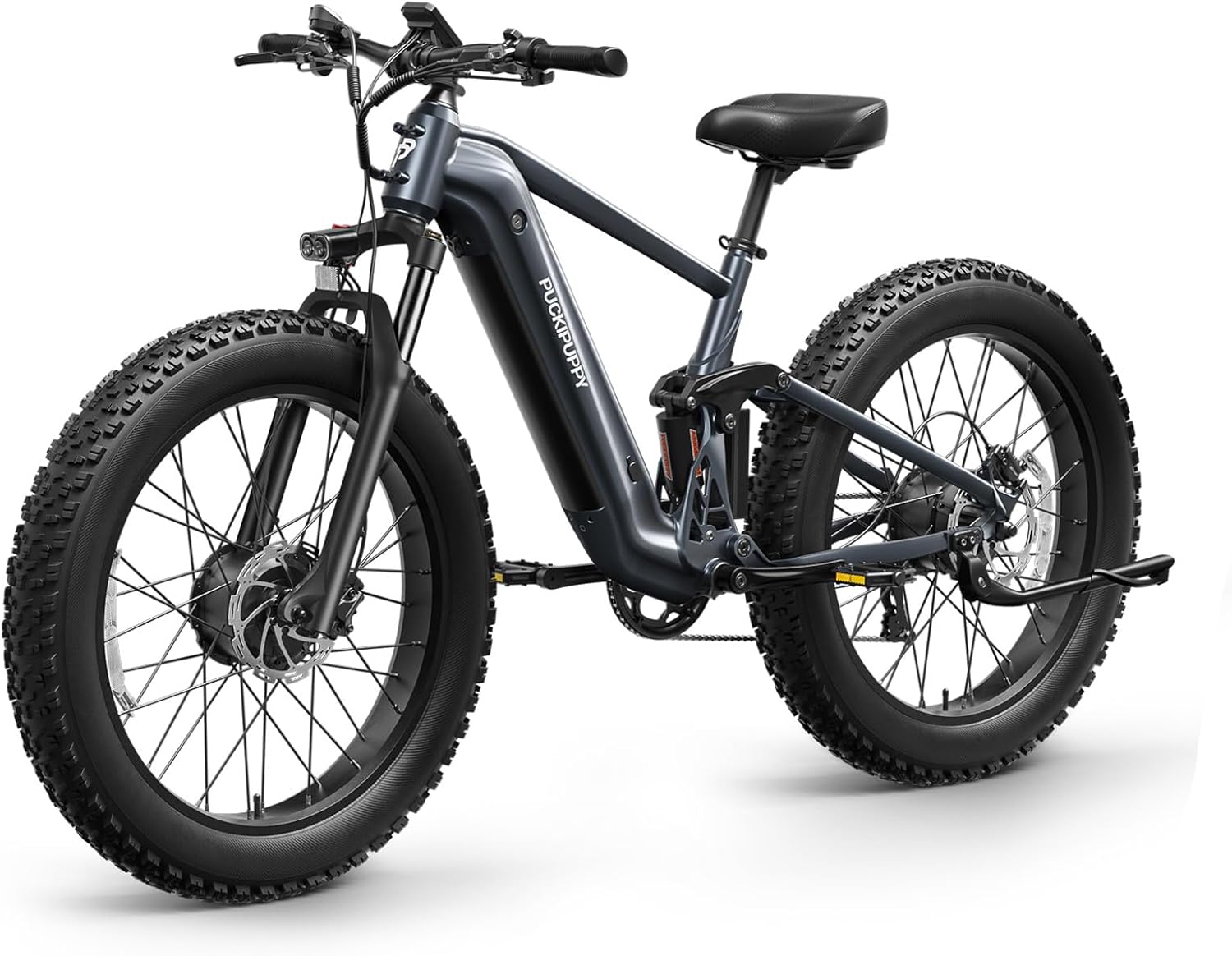Twin Motor Electrical Bike for Adults 1600W, 48V 20AH Battery, Full Suspension 26″ Fats Tire E Bike, 28MPH 80Miles Vary Mountain Electrical Bicycle, 7 Pace, Golden Retriever