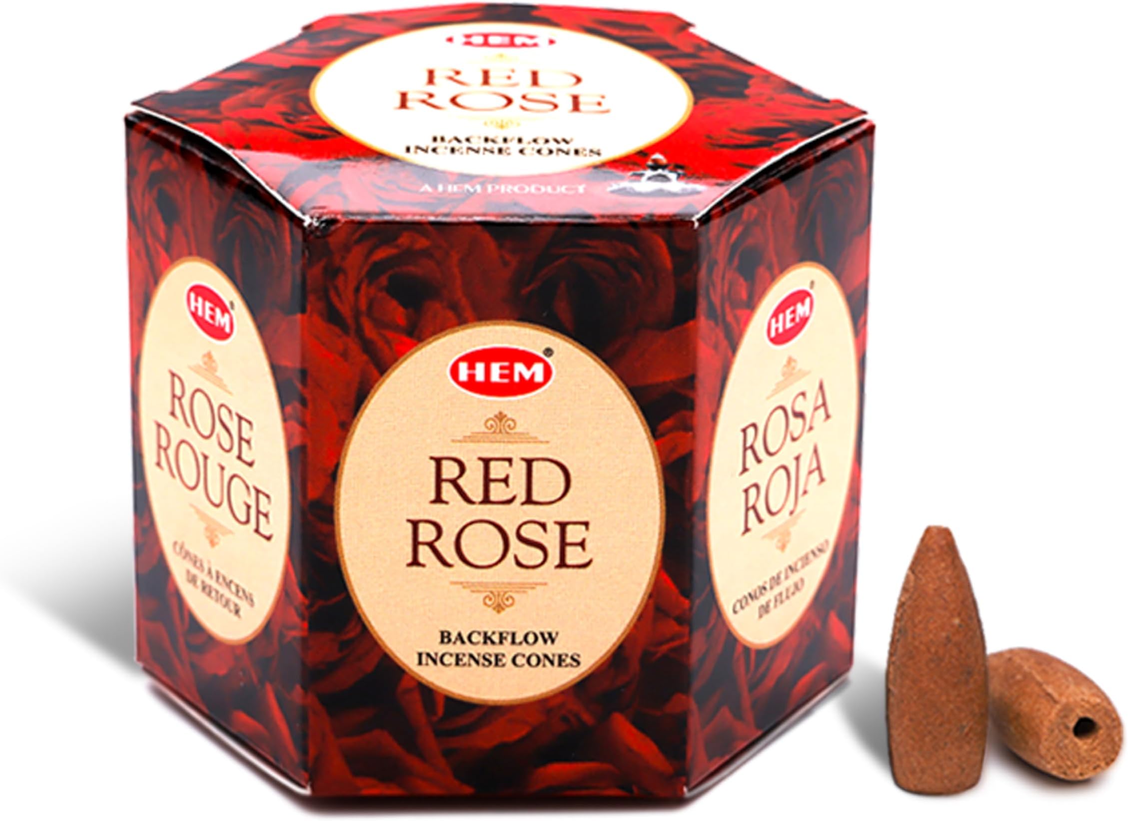 Red Rose Backflow Incense Cones – Pack of 40 | Long-Lasting Aromatic Cones for Positivity, Stress Relief, Air Purification | Brown Incense Set for Meditation, Home & Office Use