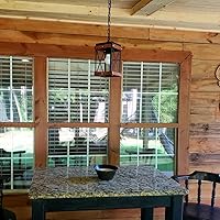 Vista 7 de Fivess Lighting Rustic Farmhouse Plug in Pendant Light with 15ft Cord, On/Off Switch, Wood & Metal Cage Adjustable Chains Industrial Mini Hanging