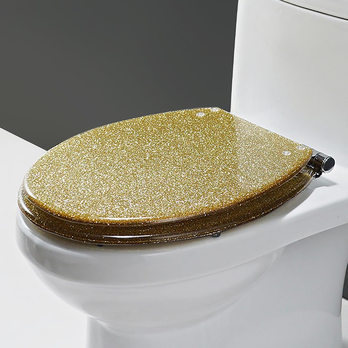 Slow Close Glitter Toilet seat, Round Resin w/Glitter lid mounting Hardware, fits Most Standard u/v/o Toilets, Resin, Toilet, Close, seat, Glitter, Slow, Round, Glitter