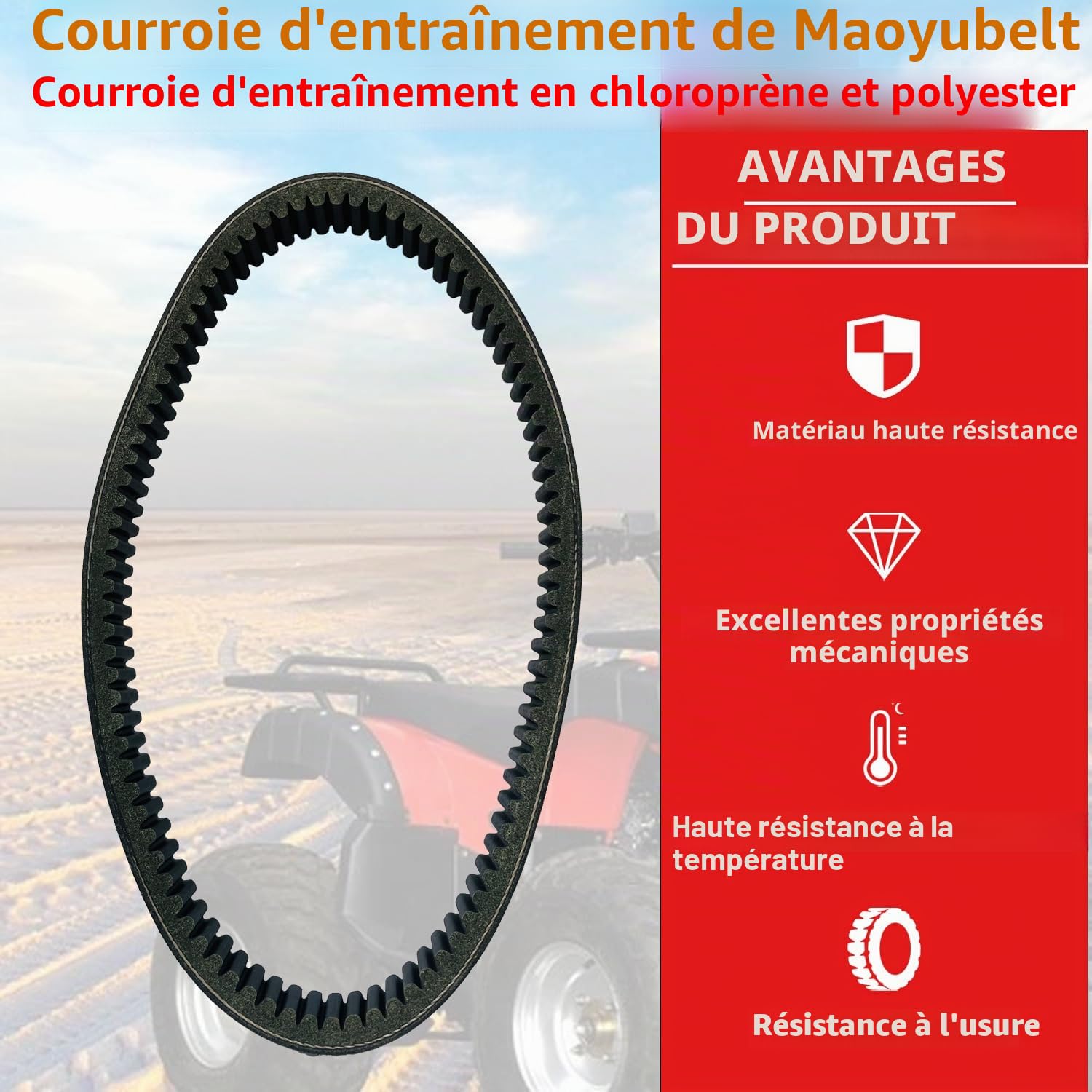 Courroie d'entraînement Maoyubelt pour JDM/Orane, Titane 1/2/3, Albizia, Abaca/Casalini, Apartir B3211AA1181 B3221AA1181, Courroie d'embrayage en caoutchouc de qualité supérieure pour Voiture