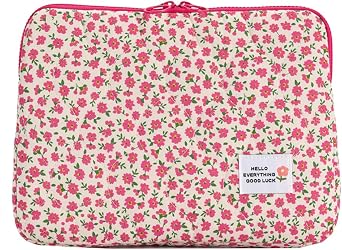 Puffy Laptop Sleeve 13-15.6 Inch Cute Floral Laptop Case Protective Quilted Laptop Bag Padded Laptop Soft Case for MacBook