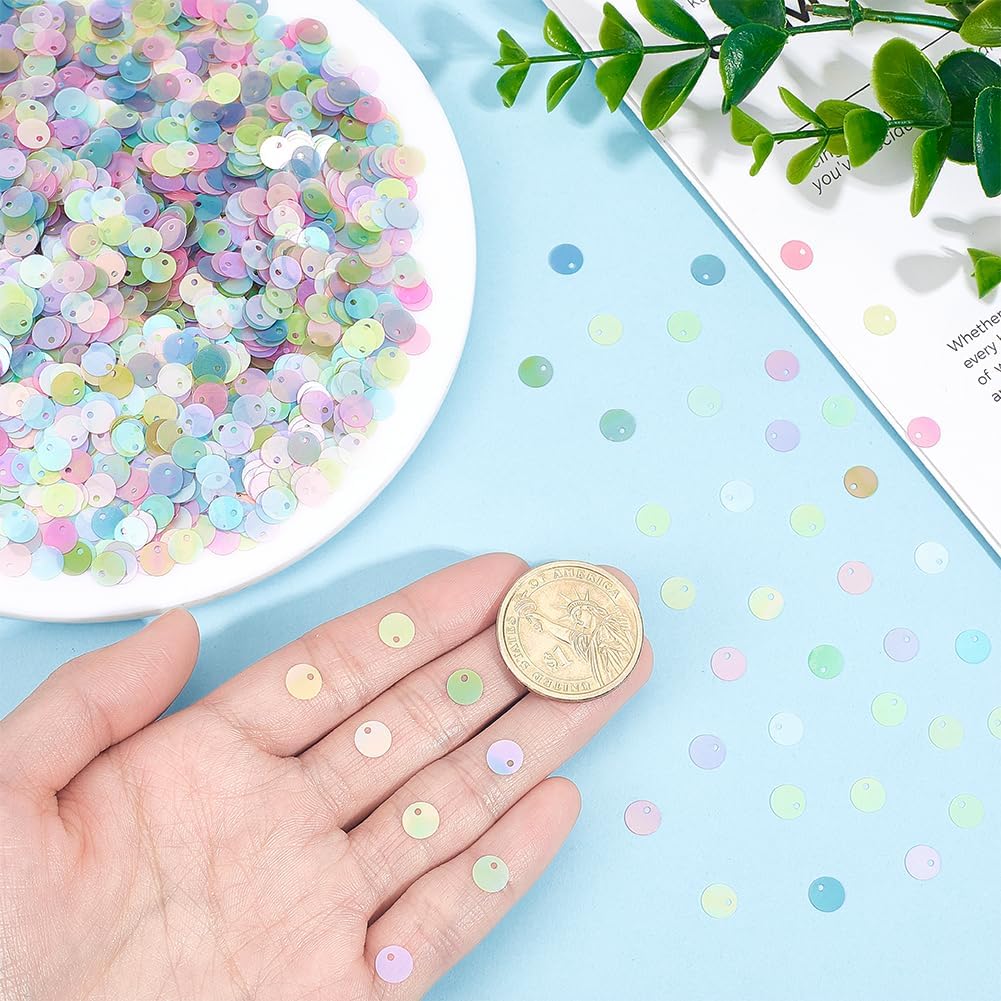 2400Pcs 6mm Flat Round Sequins for Crafts PVC Loose Sequins and Spangles Loose Paillettes Craft Sewing Sequin Mix Color Sequin Paillettes for DIY Decoration Garment Embroidery