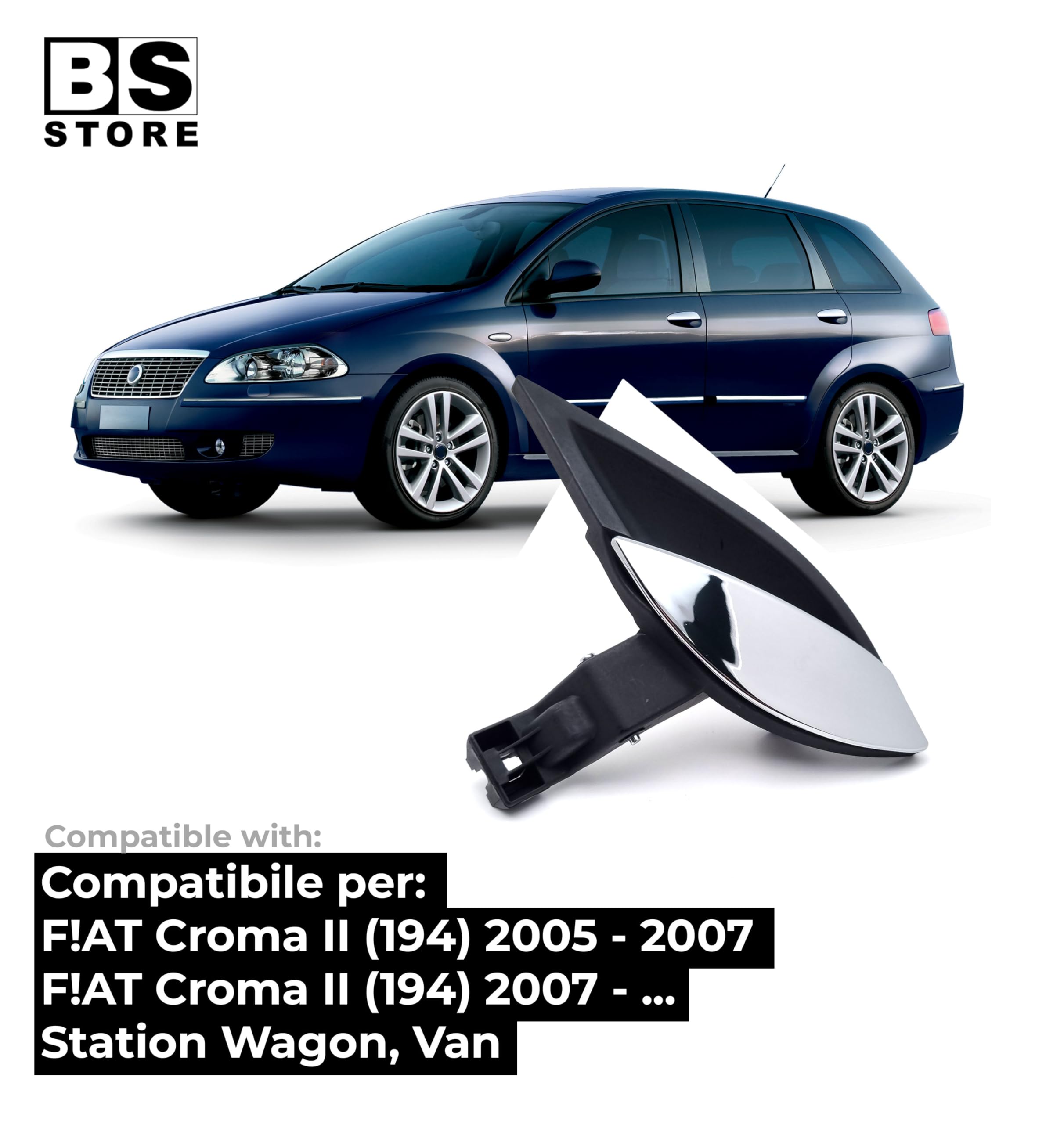 BSSTORE Maniglia Porta Interna Cromata Anteriore e Posteriore per CROMA (194) dal 2005 (Sinistra - Lato Conducente)