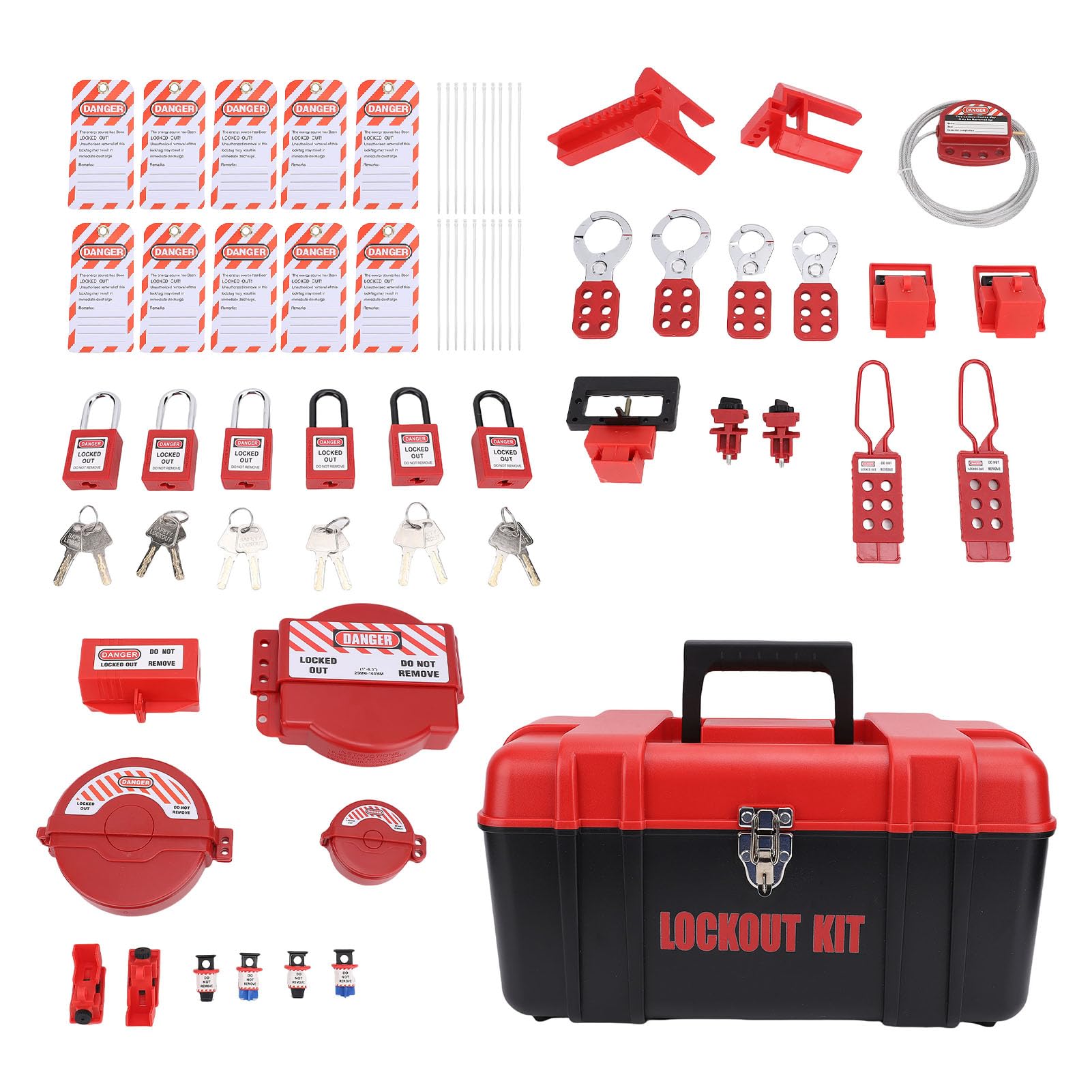 Lockout Tagout (LOTO) Safety Kit With Padlocks, Hasps & Electrical Devices - OSHA Compliant Toolbox Set